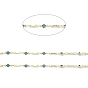 Cubic Zirconia Flat Round Link Chains, with Real 18K Gold Plated Brass Findings, Soldered, with Spool