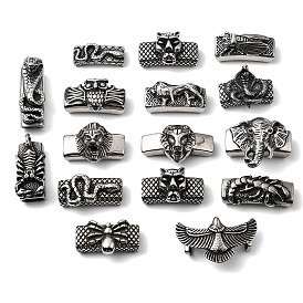 304 из нержавеющей стали слайд прелести, для изготовления кожаных браслетов, прямоугольные, античное серебро