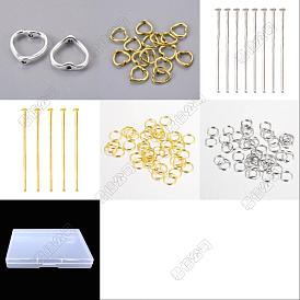160pcs 2 style cadre de perles en forme de cœur de style tibétain, avec des broches à tête plate en fer et des anneaux de saut