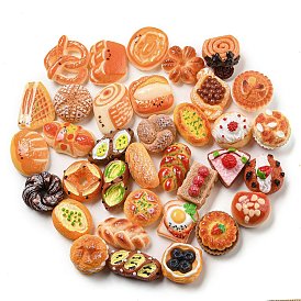 Opaque Resin Imitation Food Decoden Cabochons, Bread Mixed Shapes