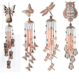 Aluminum Tube Wind Chimes, Iron Art Butterfly & Dragonfly Pendant Decorations, for Yard Garden Decoration