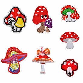 Polyester Embroidery Cloth Iron on Patches, Costume Accessories, Mushroom