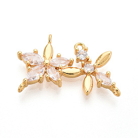 Латунные микро проложить компоненты кубического циркония люстра ссылки, цветок, без никеля , долговечный