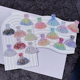 Кабошоны из светящейся непрозрачной смолы, платье с цветочным узором, с блеском порошок, светится в темноте