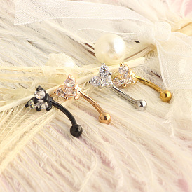 304 серьги-гвоздики в форме хряща из нержавеющей стали с микропаве из прозрачного кубического циркония в форме сердца