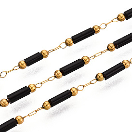 Цепочки из бисера ручной работы, с 304 нержавеющей стали, для ожерелья браслеты решений, ионное покрытие (ip), пайки, с катушкой