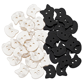 60шт. 2цветные пуговицы в форме кошки из смолы, 2-луночное