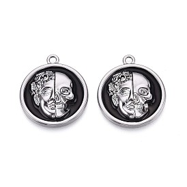 Подвески из эмали и сплава, плоский круглый и полукруглый человеческий череп