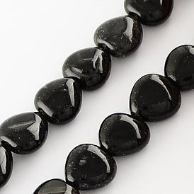 Brins de perles d'onyx noir naturel teint, cœur