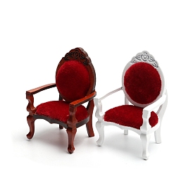 Miniature Wooden Vintage Armchair Backrest Chair, for Dollhouse Accessories Pretending Prop Decorations