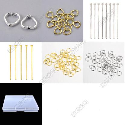 160pcs 2 style cadre de perles en forme de cœur de style tibétain, avec des broches à tête plate en fer et des anneaux de saut