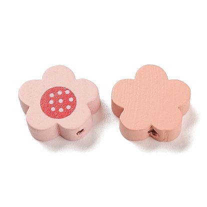 Spray Painted Natural Maple Wood Beads, Flower
