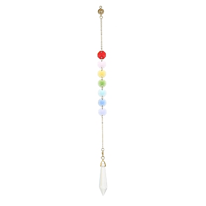 Décorations pendantes en forme de larme/cône en verre, attrape-soleil suspendus, avec apprêts en laiton et lien octogonal en verre