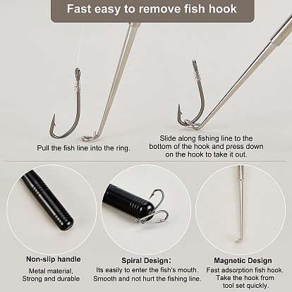 SUPERFINDINGS 1Pc 304 Stainless Steel Fish Hook Remover, with 1Pc Portable Stainless Steel Fishing Tackle Fish Hook Detacher