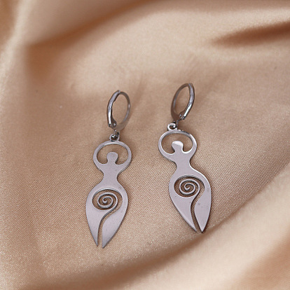 Спиральная богиня 201 серьги-кольца из нержавеющей стали