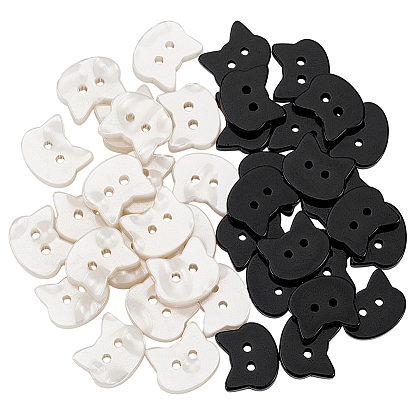 60шт. 2цветные пуговицы в форме кошки из смолы, 2-луночное