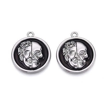 Подвески из эмали и сплава, плоский круглый и полукруглый человеческий череп