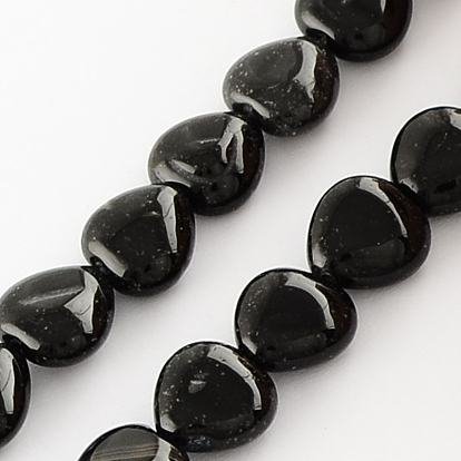 Dyed Natural Black Onyx Beads Strands, Heart