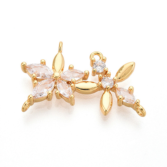 Латунные микро проложить компоненты кубического циркония люстра ссылки, цветок, без никеля , долговечный