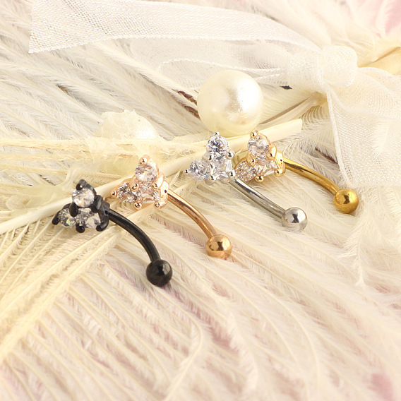 304 серьги-гвоздики в форме хряща из нержавеющей стали с микропаве из прозрачного кубического циркония в форме сердца