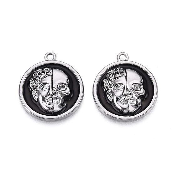 Подвески из эмали и сплава, плоский круглый и полукруглый человеческий череп