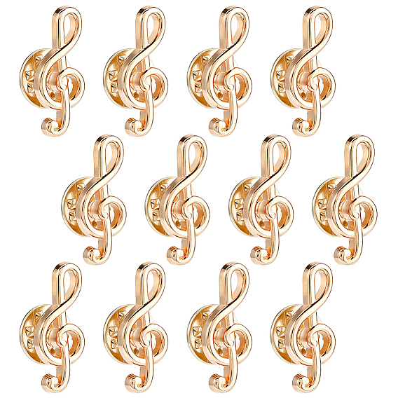 12Pcs Zinc Alloy Lapel Pin Backs for Backpack Clothes, Musical Note