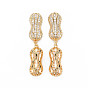 Brass Micro Pave Clear Cubic Zirconia Peg Bails Pendants, Nickel Free, Peanut