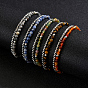 Natural Stone Round Beaded 2-Strand Bracelets with 201 Stainless Steel Box Chains for Men Women, Stainless Steel Color