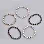 Gemstone Beads Stretch Bracelets, with Faceted Bicone Crystal Czech Glass Beads, Round