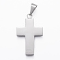 304 Stainless Steel Pendants, with Fiber and Enamel, Cross