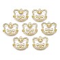 Brass Micro Pave Clear Cubic Zirconia Pendants, Rack Plating, Nickel Free, Tiger