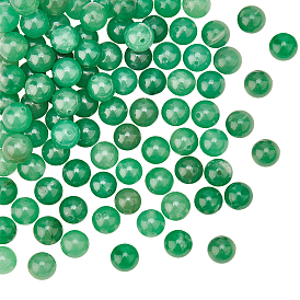 2 brins de perles d'aventurine verte naturelle, teint, ronde
