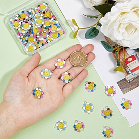 80 шт 4 цвета сплава эмаль подвески, цветок с улыбающимся лицом