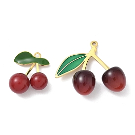 304 подвески из нержавеющей стали с акриловыми вишнями, реальный 18 k позолоченный