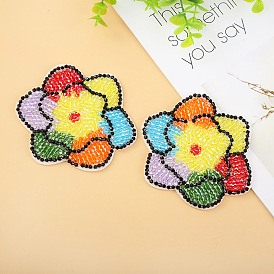 Embroidery cloth stickers handmade beading heavy industry trendy brand smiling face sunflower clothes shoes bags accessories DIY accessories