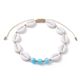 Bracelets de cheville réglables en perles tressées en forme de coquille en acrylique
