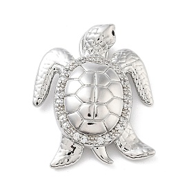 Brass Micro Pave Cubic Zirconia Pendants, Turtle Charm