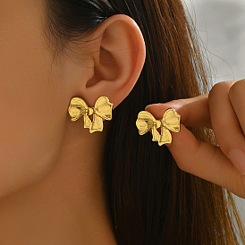 Минималистичные серьги-гвоздики с бантом из нержавеющей стали