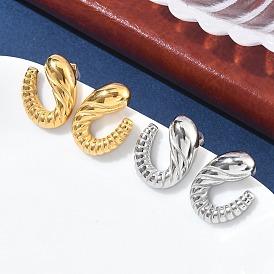 304 серьги-гвоздики в форме спирального круассана из нержавеющей стали для женщин