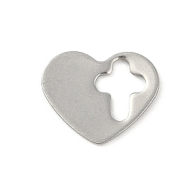 201 Stainless Steel Charms, Heart with Cross Charm