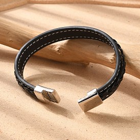 Pulseras de cuero de imitación, con la hebilla magnética de acero inoxidable