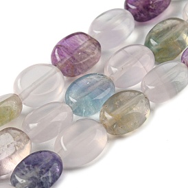 Natural Fluorite Beads Strands, Flat Oval