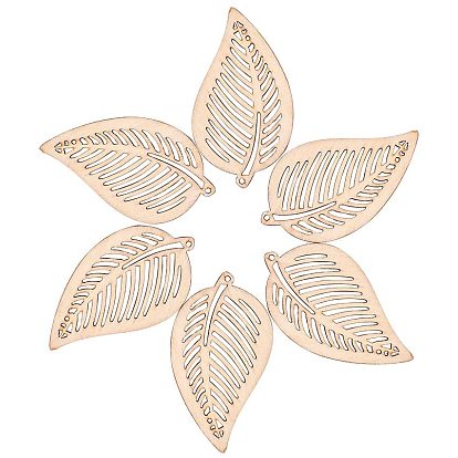 Undyed Wood Big Pendants, Leaf