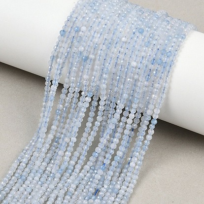 Природные Аквамарин бисер нитей, круглые, граненые