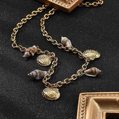 Океанский пляж 304 ожерелья из нержавеющей стали и ракушек, ожерелья-цепочки для женщин