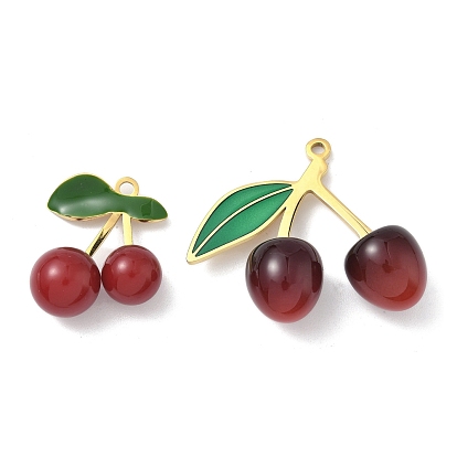 304 подвески из нержавеющей стали с акриловыми вишнями, реальный 18 k позолоченный