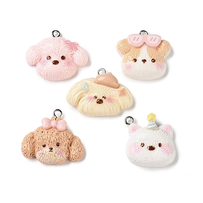 Непрозрачные подвески смолы, собака, с железной платиной петлей