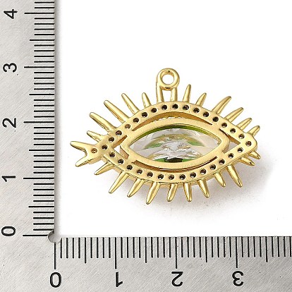 Brass Micro Pave Cubic Zirconia Pendants, with Glass, Evil Eye Charm