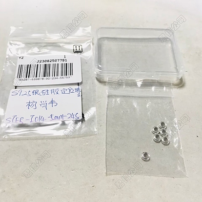 8pcs 925 perles en argent sterling, avec du caoutchouc, perles de curseur, rondelle