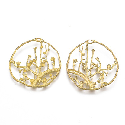 Colgantes de latón, sin níquel, anillo con flor de ciruelo